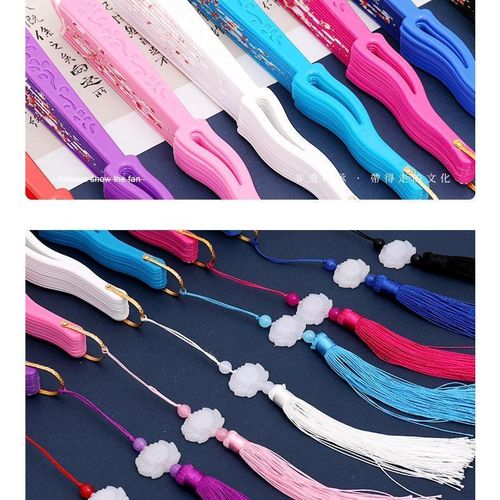 product_image_name-Generic-Folding Floral Fan with Tassel for Events, Photos And Decoration(Black)-4