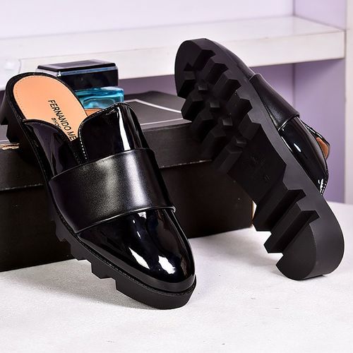 product_image_name-Fashion-NEW ARRIVAL MEN DESIGNERS BIG BELT HALF SHOE BLACK-2