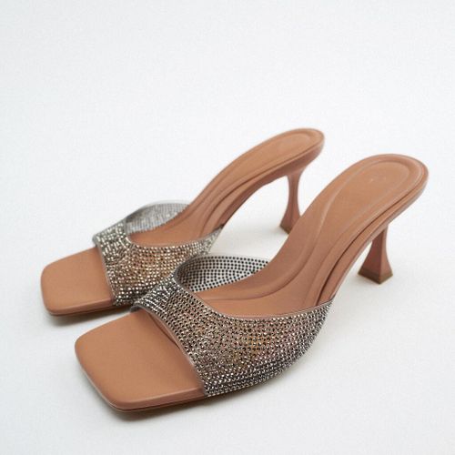 Fashion ZA2325 apricot Fashion Brand Rhinestones Women Pumps Clear PVC Slippers High Heels Shoes Summer Slides Ladies Wedding Bridal Shoes DON Jumia Nigeria