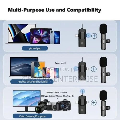 Generic 3-in-1 K9 Wireless Microphone for iPhone, Type-C & Android Smartphones - image 2