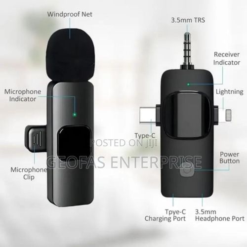 Generic 3-in-1 K9 Wireless Microphone for iPhone, Type-C & Android Smartphones - image 3