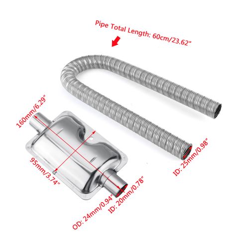 60cm - 300cm Stainless Steel Exhaust Pipe Car Parking Air Heater