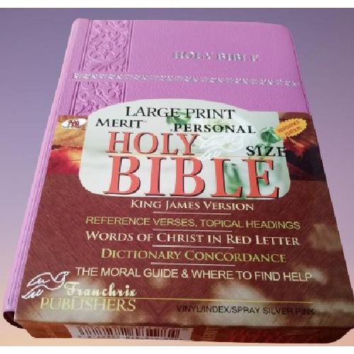 Generic Holy Bible KJV Large Print Merit Personal Reference Edition,Thumb index Pink Leather Color