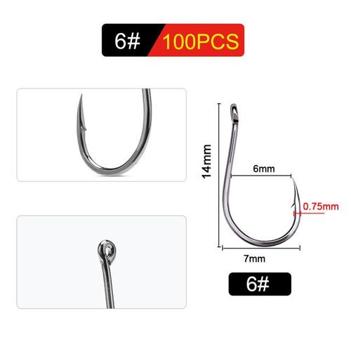 Generic Ftk Chinu Fishhook With Ring Barbed 1/0-5/050pcs 1-7100pcs Rock  Fishing Sea Fishing Hook Black High Carbon Steel Fishhook