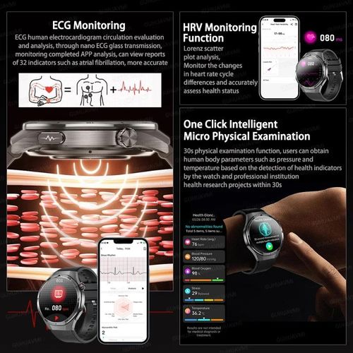 product_image_name-Generic-High precision ECG+PPG Lipids Uric acid SmartWatches Men Blood pressure Body Fat Health NFC Smart Watches-4