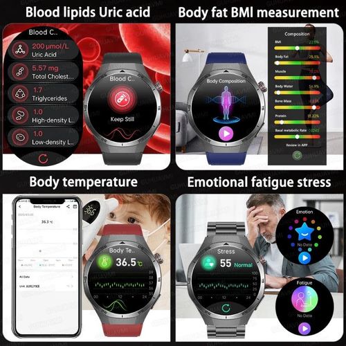 product_image_name-Generic-High precision ECG+PPG Lipids Uric acid SmartWatches Men Blood pressure Body Fat Health NFC Smart Watches-5
