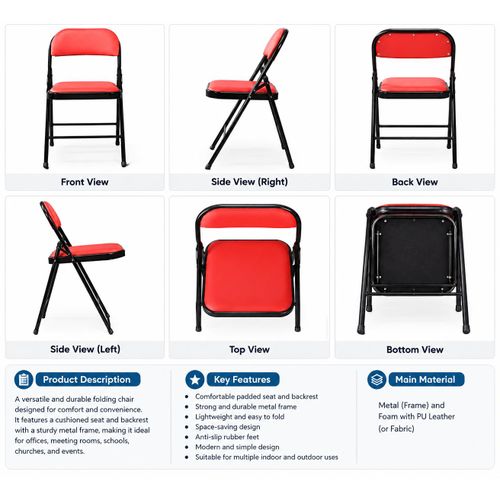 Generic Vintage cushion durable folding chair - image 2