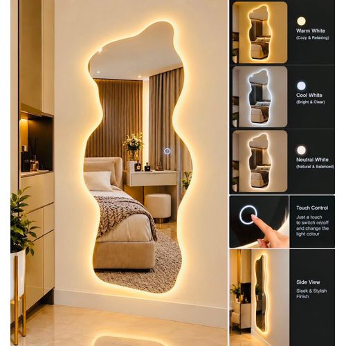 Generic Modern Touch Control LED Irregular Wall Mirror with 3-Color Lighting
