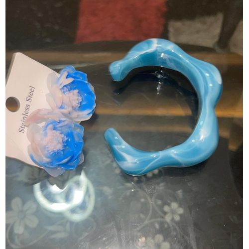 product_image_name-Fashion-Everything plastic bangle and matching earring blue-2