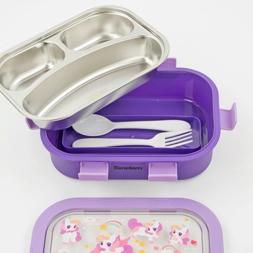 Generic Stainless Steel 3 Portion Bento Children Lunch Box - image 2