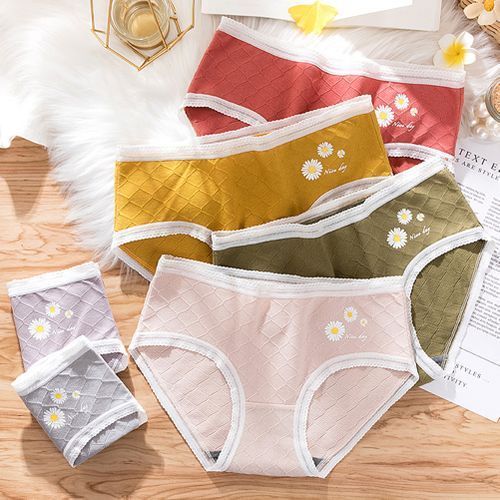 Fashion Women Sexy Marguerite Lace Hem Mid Waist Cotton Underwear Briefs-Ginger  | Jumia Nigeria