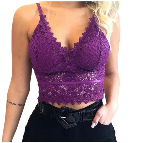 Fashion (Purple A)Women Lace Vest Crop Tops Ladies Sleeveless