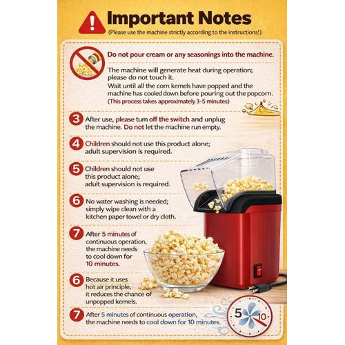 product_image_name-Generic-Electric Hot Air Popcorn Popper - Mini Homemade Corn Popper with Lid, Healthy Oil-Free Popcorn Maker for Family & Parties-3