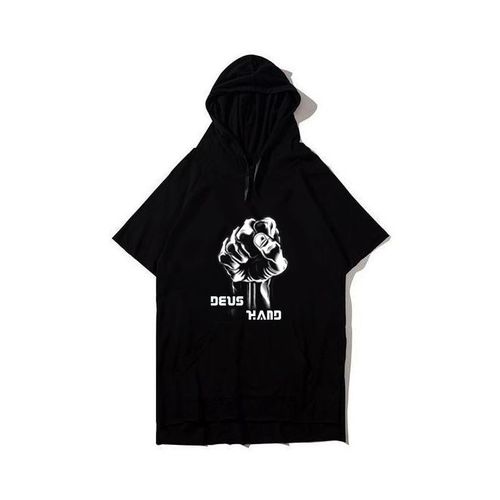 product_image_name-Fashion-Black Short Sleeve Hoodie-1