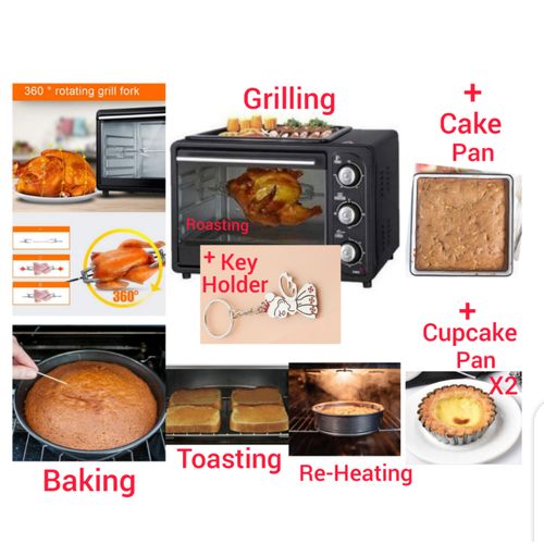 product_image_name-Eurosonic-20L-Baking+Grilling+Heating+Top BBQ Function Electric Oven + Cake Pan + Cupcake Pan + Key Holder-1