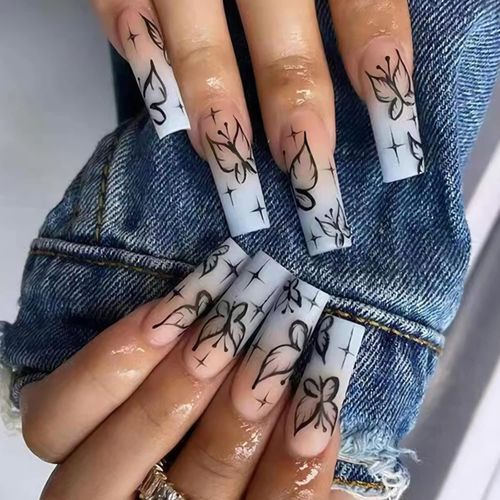 Feilisa Coffin Fake Nails Extra Long Press on Square Indonesia | Ubuy