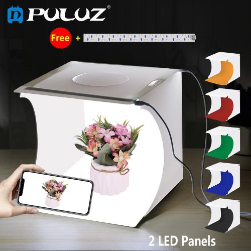 Generic PULUZ 2LED Lightbox Light Box Mini Photo Studio Box 1100LM  Photography Box Light Studio Shooting Tent Box Kit &6 Color Backdrops