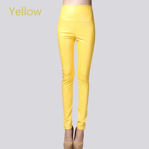 Yellow leather pants womens clearance