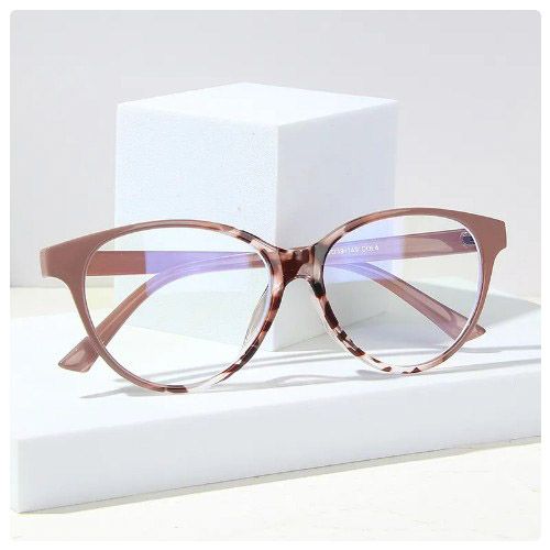 product_image_name-Fashion-Brown Leopard Round Anti-blue Light Optical Eyeglasses-1