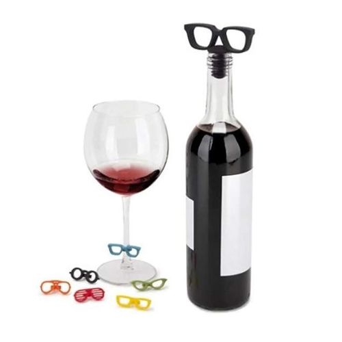 product_image_name-Generic-Wine Stoppers Drink Markers Set Eyeglass Silicone Bottle Stopper Wine Saver Cap for Kitchen Home Bar Party Supplies 7 Pcs-5