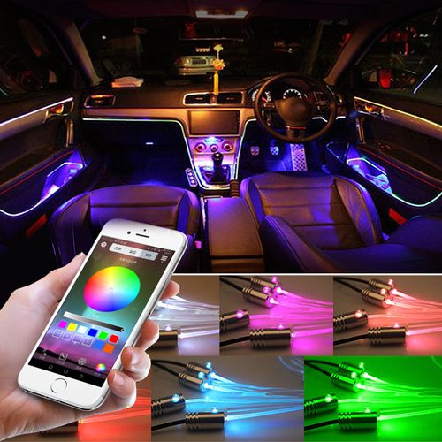 Generic (4in1 App Controller)Auto RGB LED Atmosphere Car Light Interior  Ambient Light Fiber Optic Strips Light By App Control DIY Music 8M Fiber  Optic Band SHA