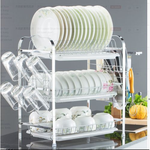 Dripex Dish Drying Rack 3-Tier Stainless Steel Dish Drainer with