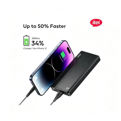 itel 20000mAh Power Bank, 12W Type-C, 3-Port Output, LED Flashlight - image 5