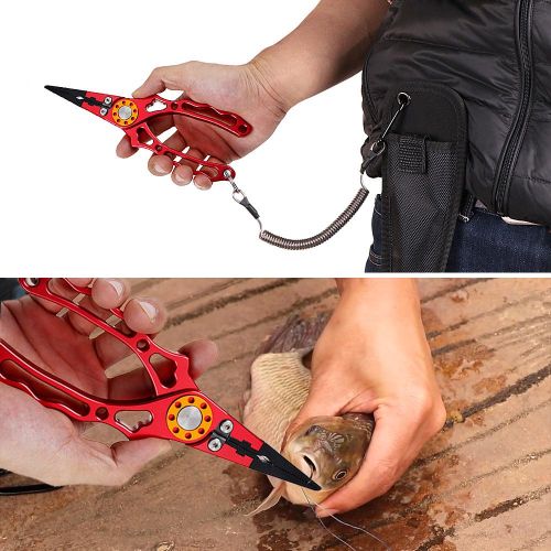 Fishing Pliers, Fishing Pliers Saltwater with Split Ring, Multifunction  Aluminum Alloy Fishing Hook Remover with Lanyard and Storage Bag, Fishing  Line