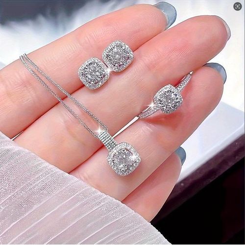 Fashion Silver Necklace earring and Ring set- 3 in 1- V2
