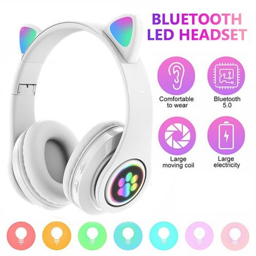 Generic Cat Ears Headset Bluetooth Wireless Headphone With LED