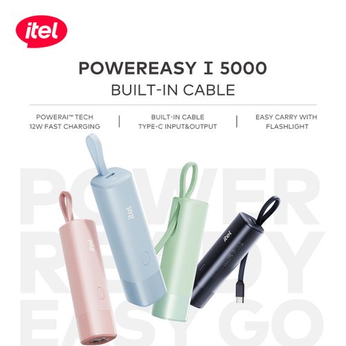 product_image_name-itel-PowerEasy1 5000 A1111 Power-Bank 12W Fast Charging Built-in Cable Torch Green-8