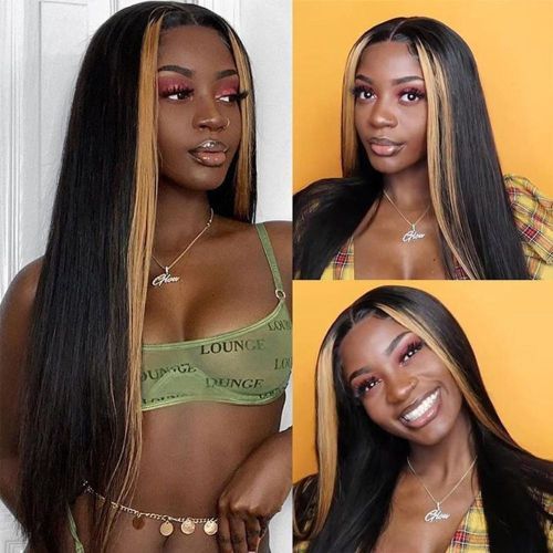 Bone straight hair outlet with middle part