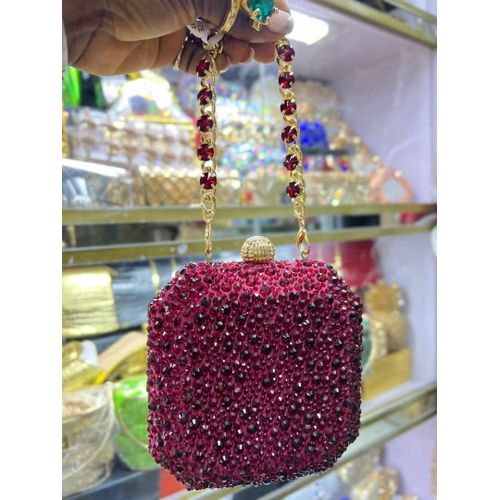 product_image_name-Fashion-Burgundy-Crystal Evening Clutch Purse Wedding Party Rhinestone Handbags With Spikes-1