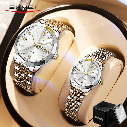 Skmei Diamond Couple Watches Luminous Quartz Lover Watches Silver Jumia Nigeria