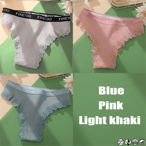 FINETOO 3Pcs/Set Cotton Panties for Women Plus Size Underpants