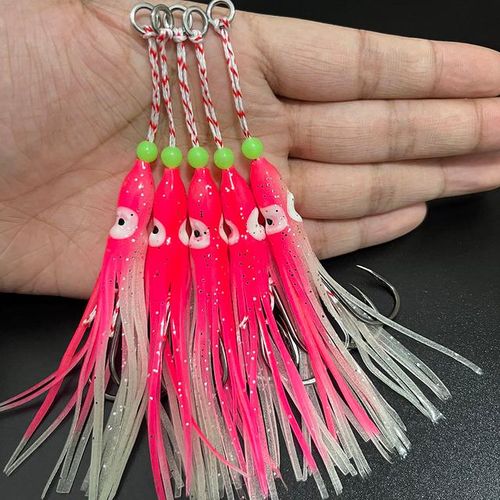 Generic 5pcs Jig Assist Hook 90mm Luminous Ocus Slow Soft Skirted Lure Saltwater  Double Hook Inchiku Fish Hooks Tai Kabura Peche