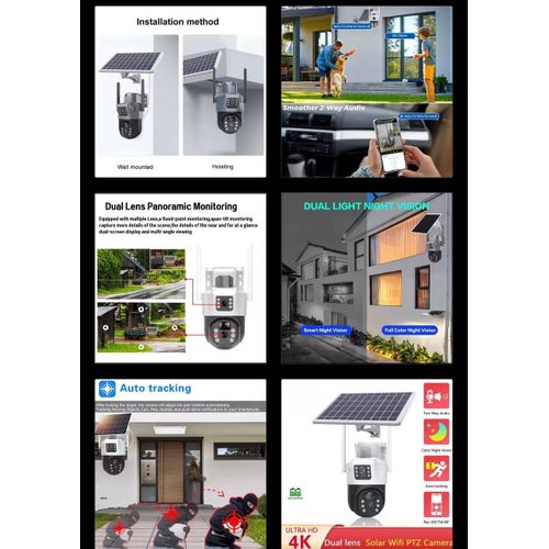 Generic Solar-Powered 4G/WiFi Dual-Lens PTZ Security Camera – Ultra HD 4K - image 4