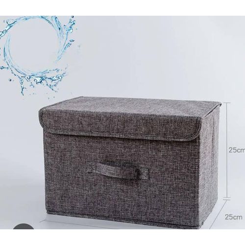 product_image_name-Miniso-Faux Flax Storage Box With Lid -2