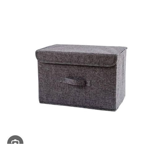 product_image_name-Miniso-Faux Flax Storage Box With Lid -3