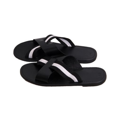 Men's Leather Palm Slippers - Black