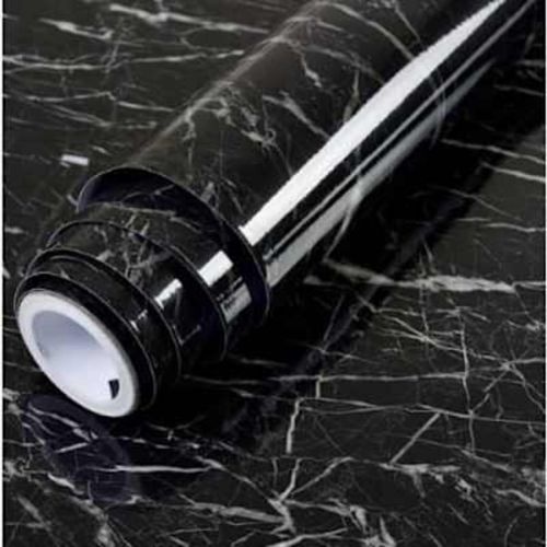 Generic  Marble Effect Adhesive Wallpaper For Home & Kitchen Countertop Wall Decor- 60cm X 5m  - 5 Pieces - Black