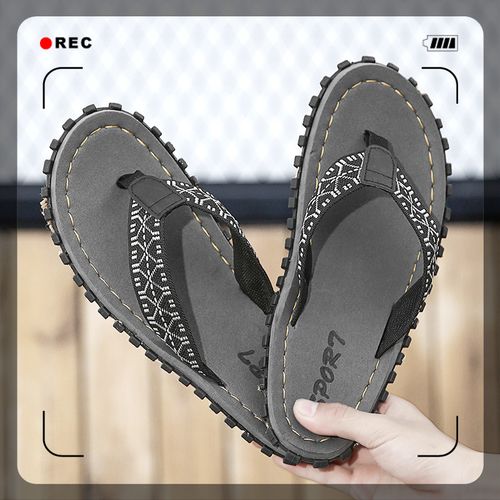 Flangesio Popular Men Flip Flops Big Size 46 New Summer Shoes Non-slip  Rubber Outside Casual Slippers Fashion Sandals Luxury Slides For Men Grey