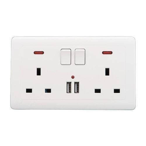 Generic Double 13am Wall Socket With 2 USB Port Original,