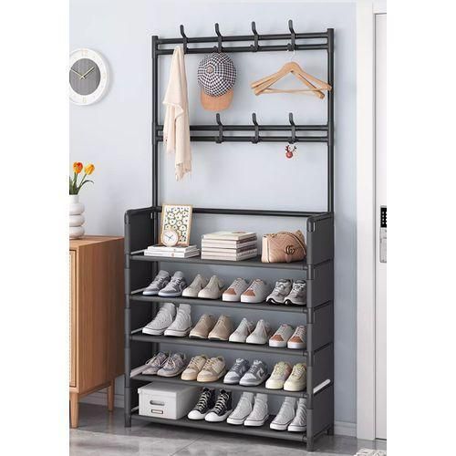 product_image_name-Generic-Heavy Duty 5-Tier Metal Shoe Rack, Multi-Use Storage Organizer for Shoes, Hats, Bags & Jackets  Space Saving Durable Shelf for Entryway, Hallway & Bedroom-2