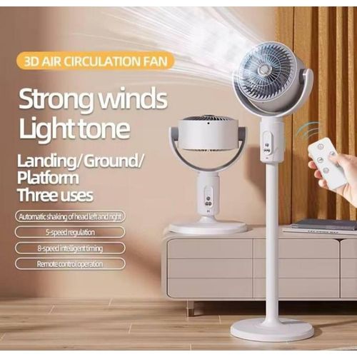 Generic F1 Adjustable Rotating Pedestal Rechargeable Standing Fan With Remote Control - image 5