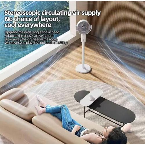 Generic F1 Adjustable Rotating Pedestal Rechargeable Standing Fan With Remote Control - image 7