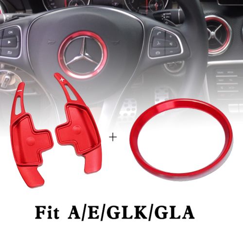 Generic (Red-set B)Aluminum Car Steering Wheel Shift Paddle Shifter  Extension For Benz W176 W205 W212 W222