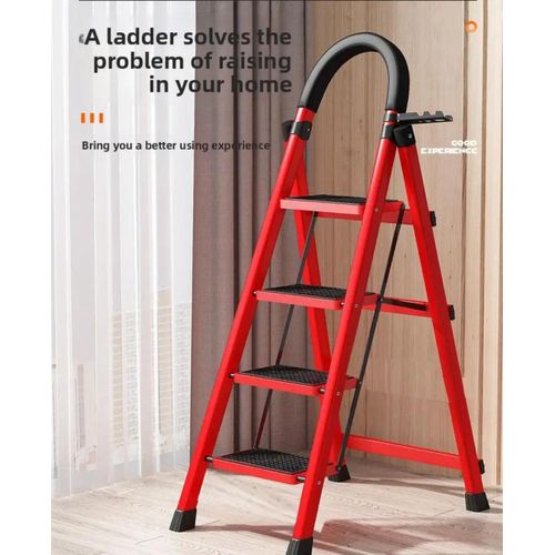 Generic 4 Steps High Quality Foldable Anti-Slip Multi-Functional Home&Office Ladder-Red - image 2