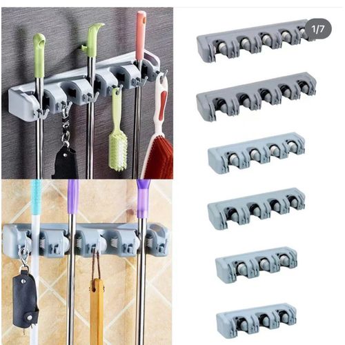 Generic Broom & Cleaning Mob Holder Wall Mount – Space-Saving Cleaning Tool Organizer Rack