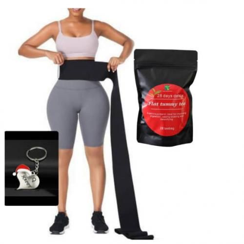 Generic Waist Trainer Long Belt Tummy Wrap Slimming Belt For Flat Tummy And  Free Flat Tummy Tea And Free Keyholder